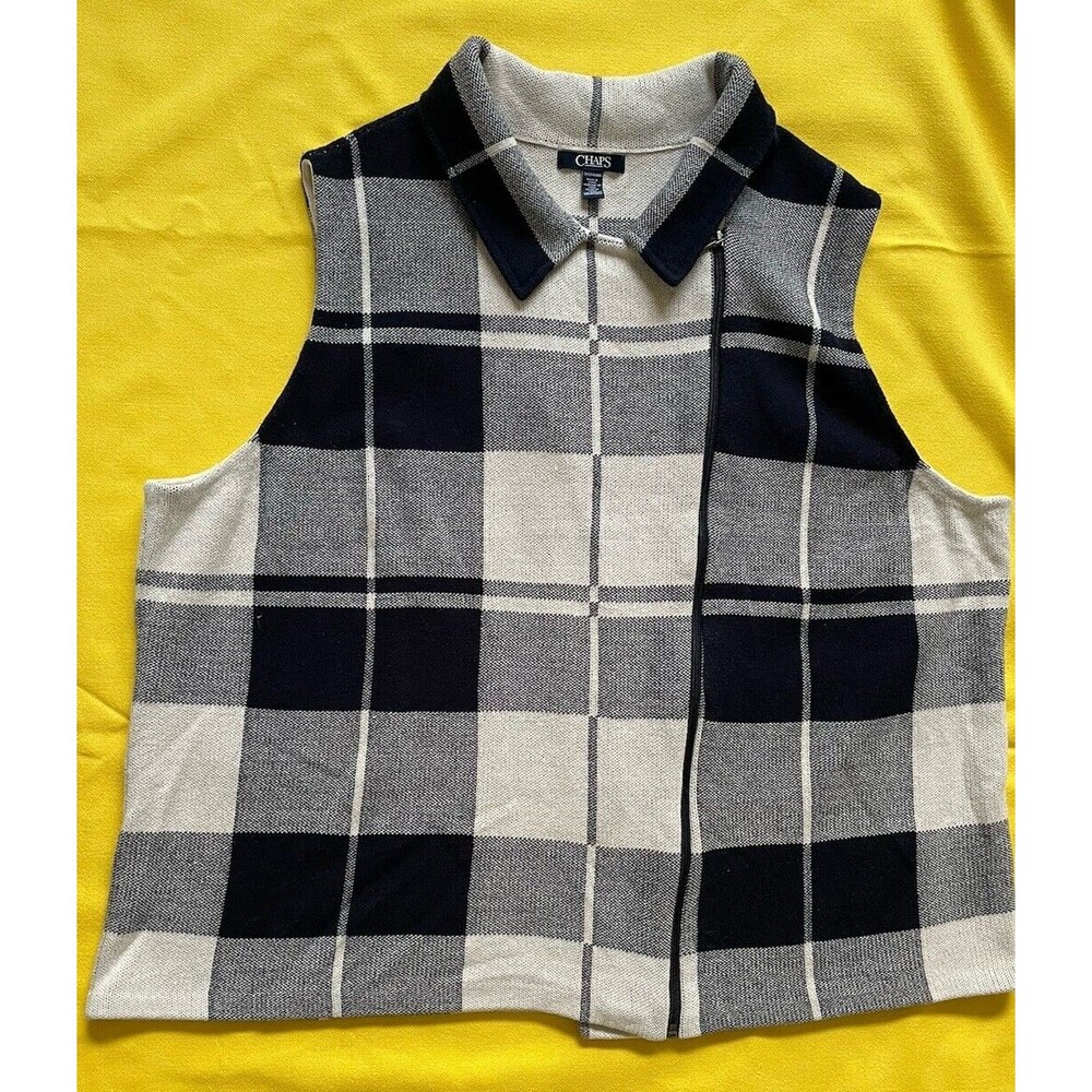 Ladies Chaps Plaid Off Center Zippered Closure Vest Size 2X